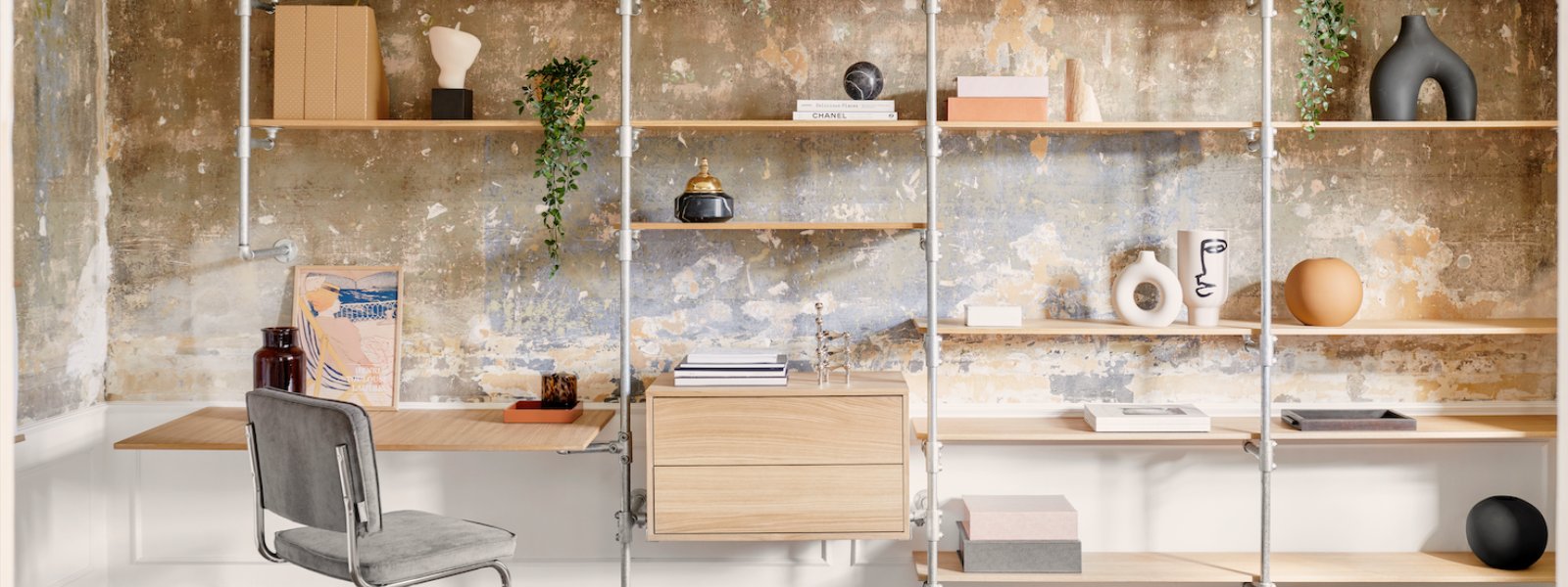 Med hæng + hylder + kommode